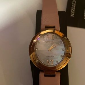 Citizen watch pink band gold and silver face
